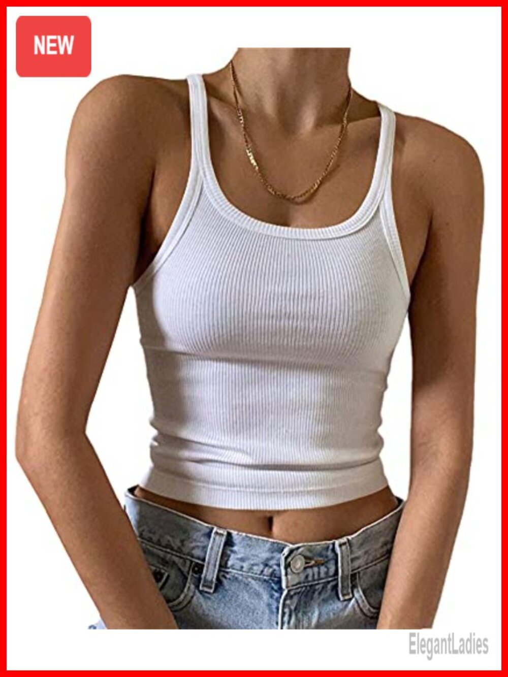 Sleeveless Scoop Neck Ribbed Knit Tank Top Fitted Basic Cami Shirt